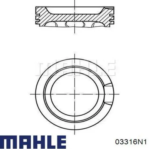 Кольца поршневые на 1 цилиндр, 1-й ремонт (+0,25) 03316N1 Mahle Original