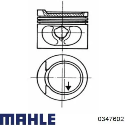Поршень в комплекте на 1 цилиндр, 2-й ремонт (+0,50) Mahle Original 0347602 цена, от 56.20 USD
