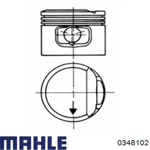 0348102 Mahle Original поршень в комплекте на 1 цилиндр, 1-й ремонт (+0,25)