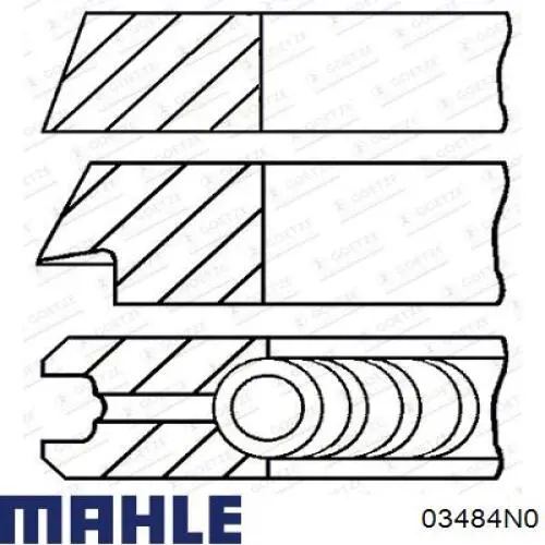 Комплект поршневых колец на 1 цилиндр, стандарт 03484N0 Mahle Original