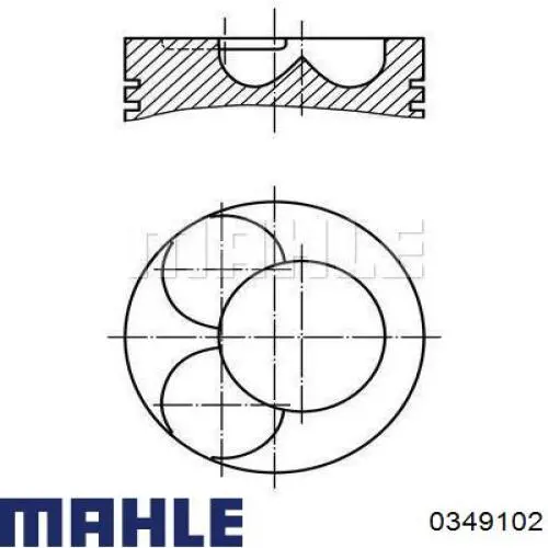 0349102 Mahle Original поршень в комплекте на 1 цилиндр, 2-й ремонт (+0,50)