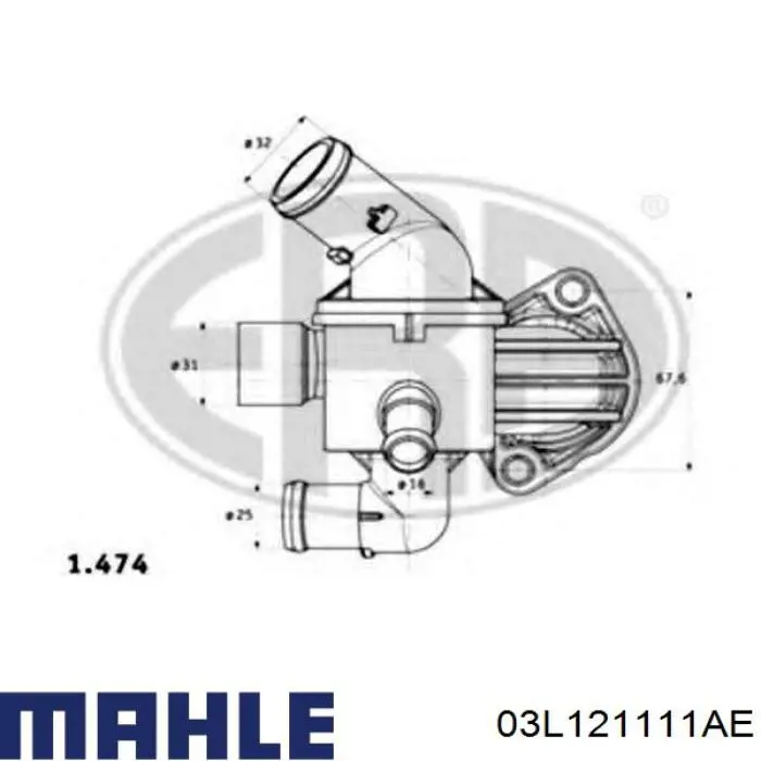 Кожух термостата Mahle Original 03L121111AE цена, от 19.00 USD