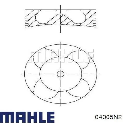 Кольца поршневые комплект на мотор, 2-й ремонт (+0,50) MAHLE 04005N2