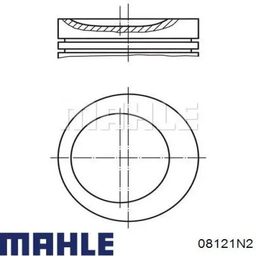 Кільця поршневі на 1 циліндр, 2-й ремонт (+0,50) 08121N2 Mahle Original