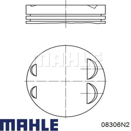 08306N2 Mahle Original Комплект поршневых колец на 1 цилиндр, 2-й ремонт (+0,50)