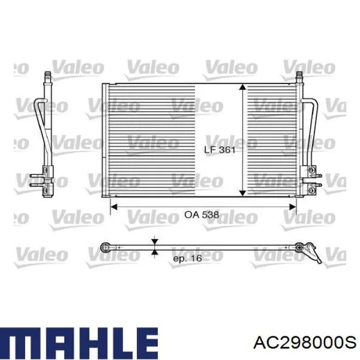 AC 298 000S Mahle Original radiador de aparelho de ar condicionado