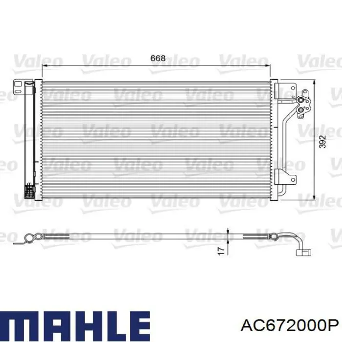 Condensador aire acondicionado AC672000P Mahle Original
