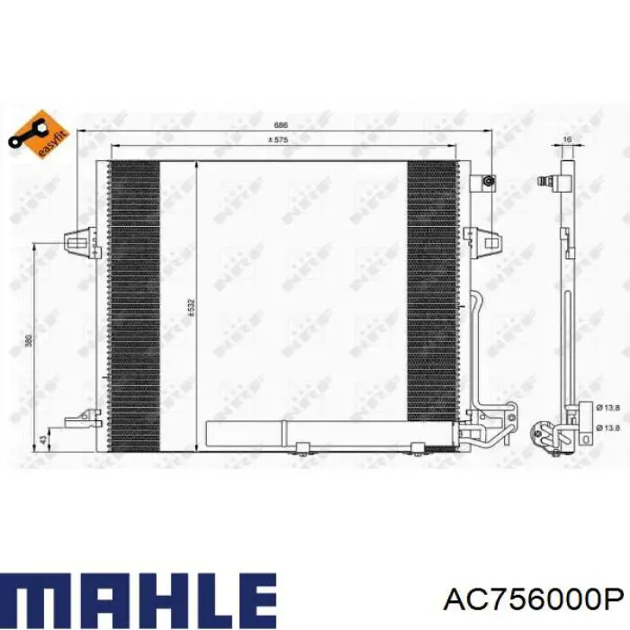 Condensador aire acondicionado AC756000P Mahle Original