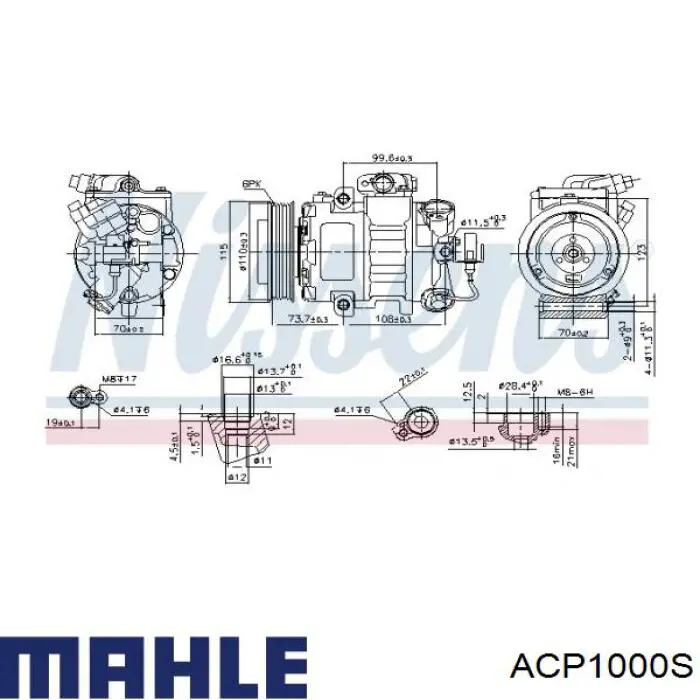 Compresor de aire acondicionado ACP1000S Mahle Original