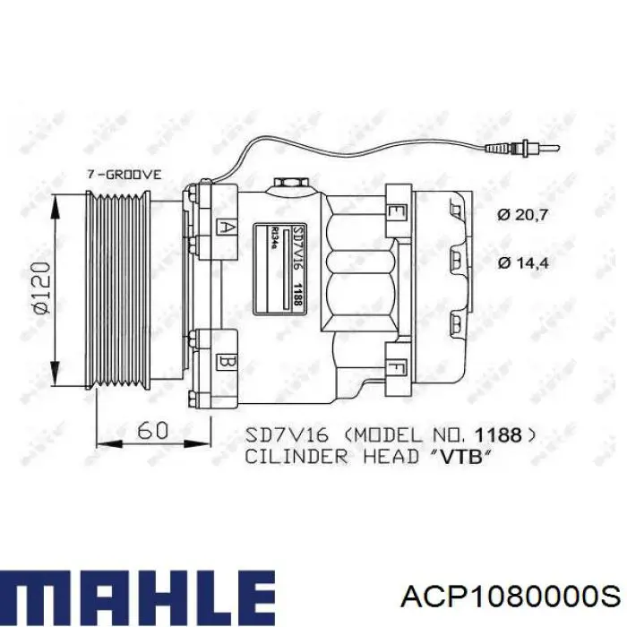 Компрессор системы кондиционирования Mahle Original ACP1080000S цена, от 272.69 USD