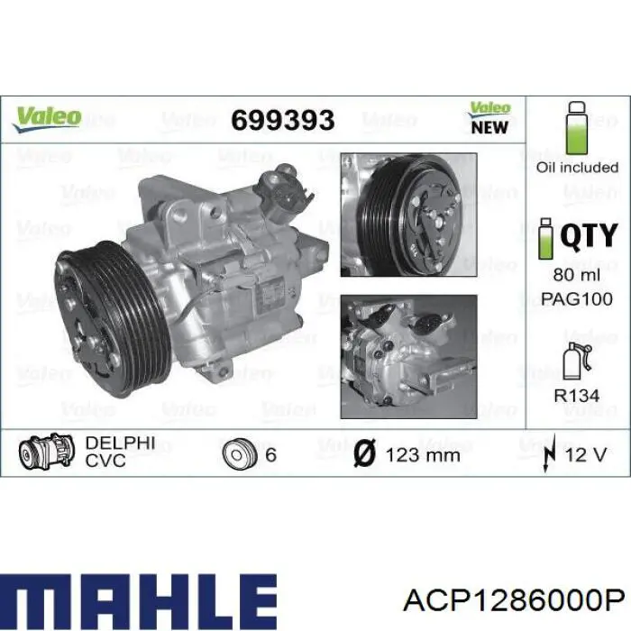 Компрессор кондиционера ACP1286000P Mahle Original