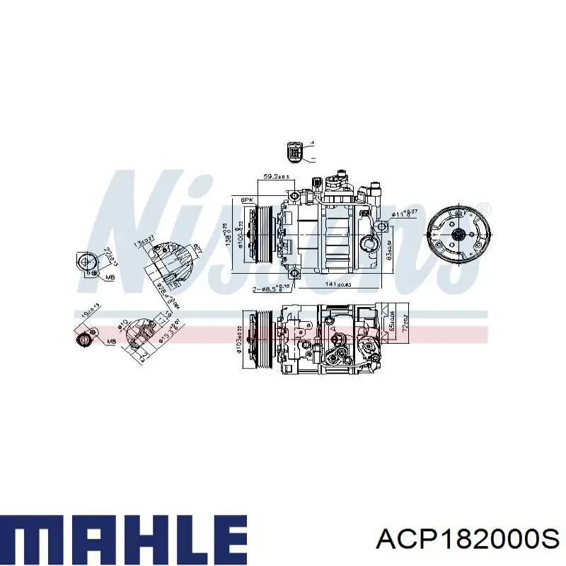 Компрессор кондиционера ACP182000S Mahle Original