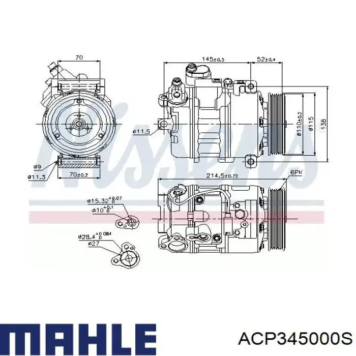 Компрессор кондиционера ACP345000S Mahle Original