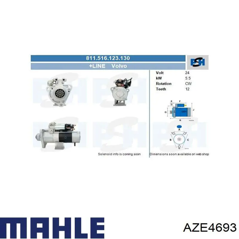 Motor de arranque AZE4693 Mahle Original