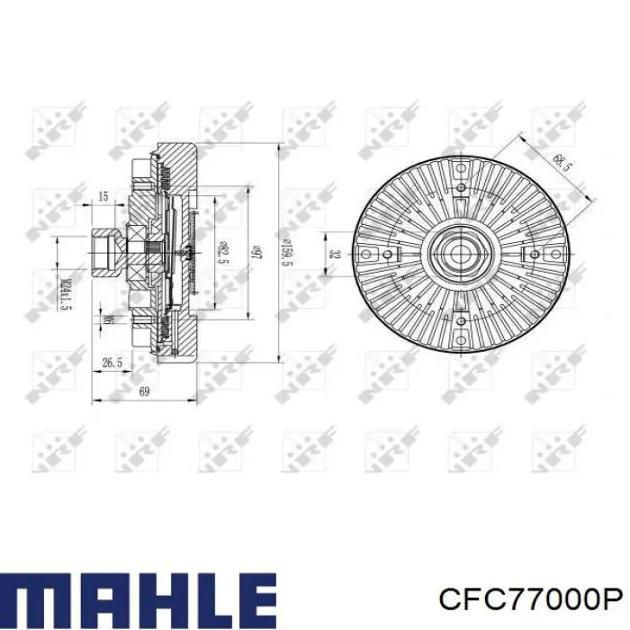 Вискомуфта (вязкостная муфта) вентилятора охлаждения Mahle Original CFC77000P