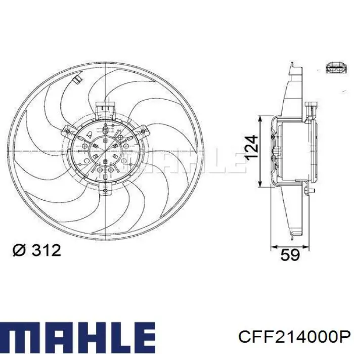 Ventilador (rodete +motor) refrigeración del motor con electromotor completo CFF214000P Mahle Original