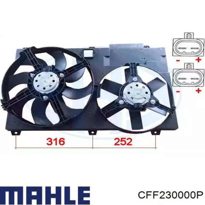 Диффузор радиатора охлаждения в сборе с мотором и крыльчаткой Mahle Original CFF230000P цена, от 150.28 USD
