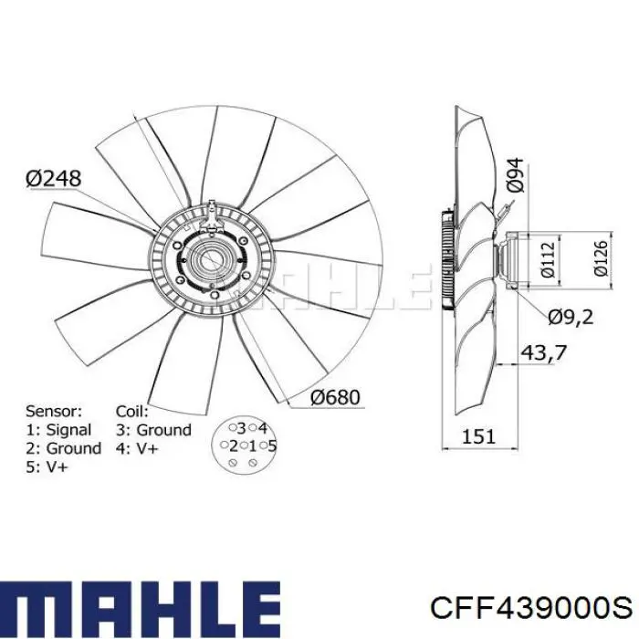 CFF439000S Mahle Original ventilador (roda de aletas do radiador de esfriamento)