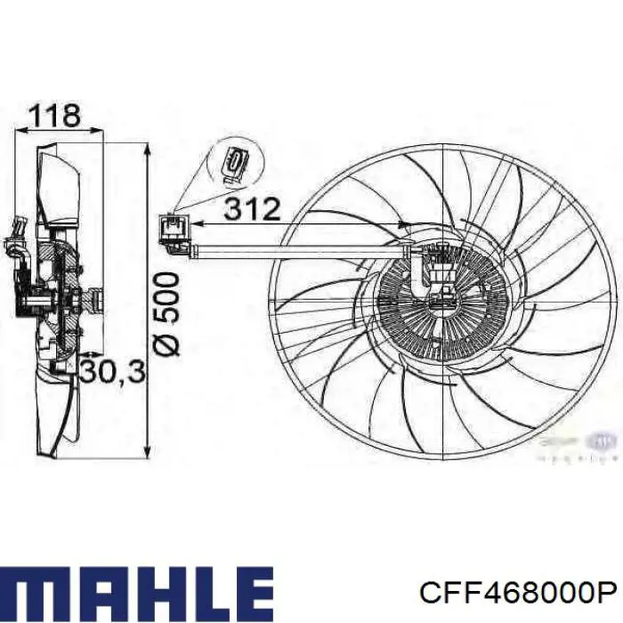 Электровентилятор охлаждения в сборе (мотор+крыльчатка) Mahle Original CFF468000P