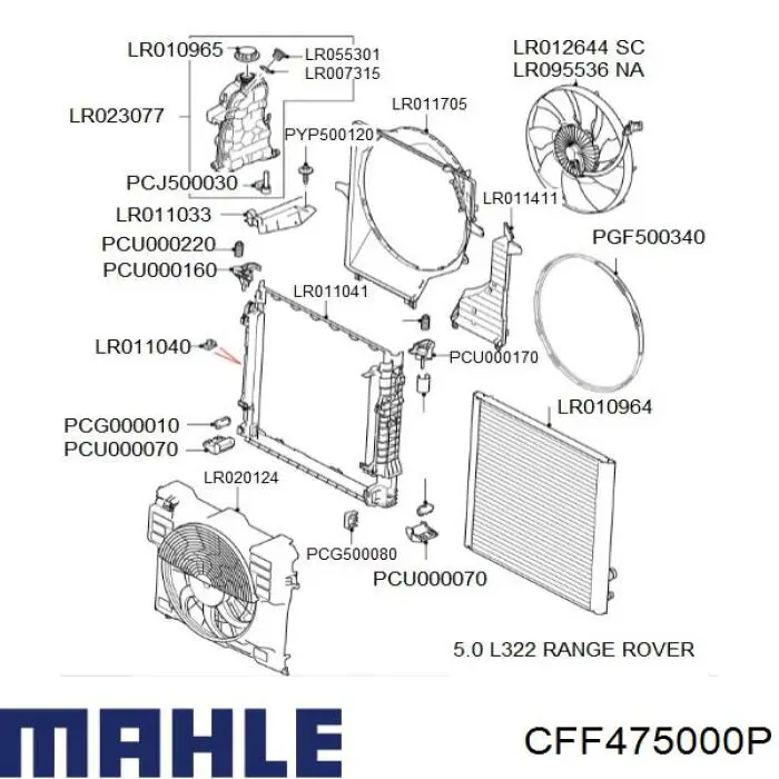 Ventilador (rodete +motor) refrigeración del motor con electromotor completo CFF475000P Mahle Original