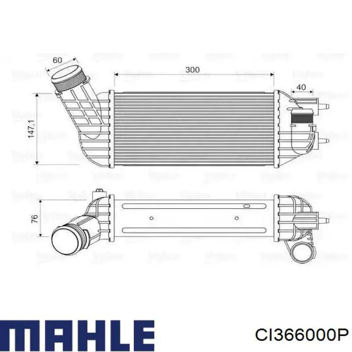 Радиатор интеркуллера Mahle Original CI366000P