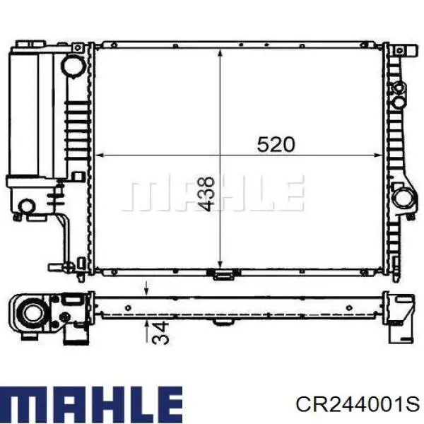 CR 244 001S Mahle Original radiador de esfriamento de motor