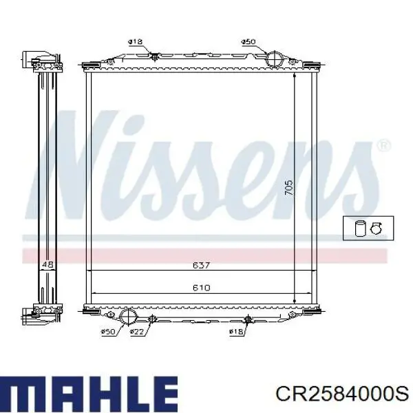Radiador refrigeración del motor CR2584000S Mahle Original