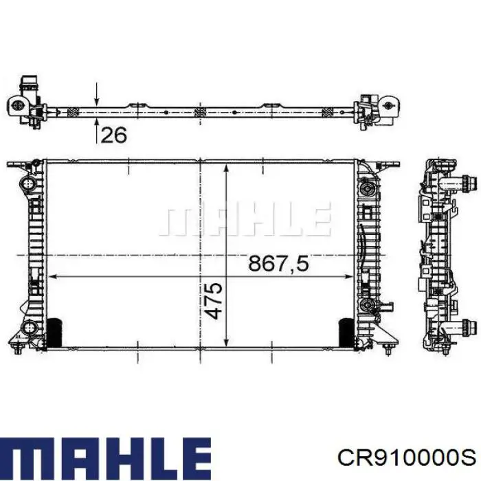 CR910000S Mahle Original radiador de esfriamento de motor