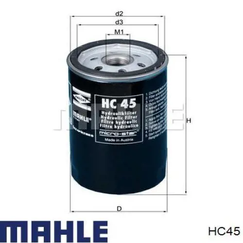 Масляный фильтр двигателя HC45 MAHLE