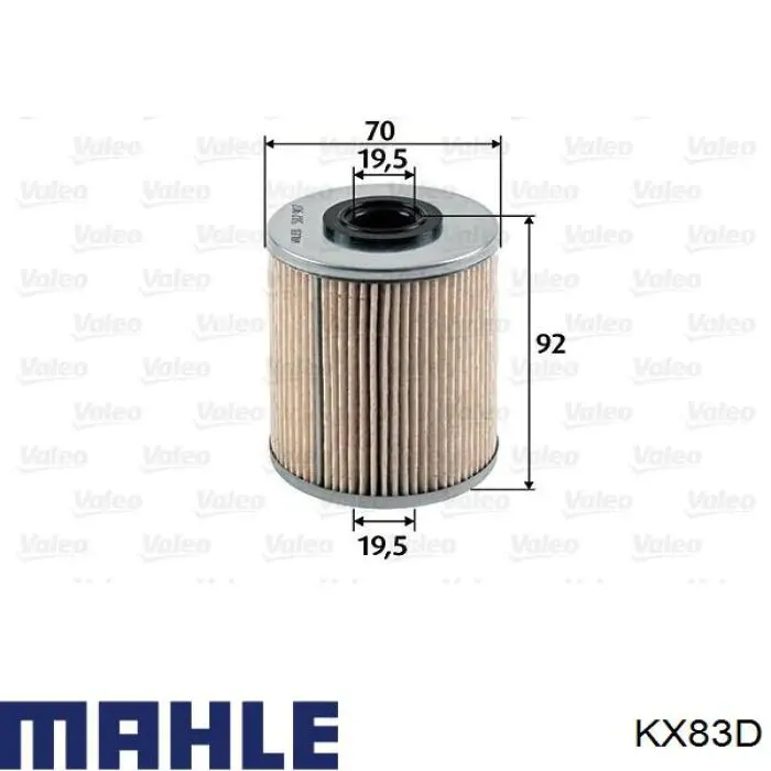 Топливный фильтр KX83D Mahle Original