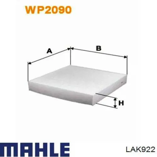 LAK922 Mahle Original Внутрисалонный фильтр