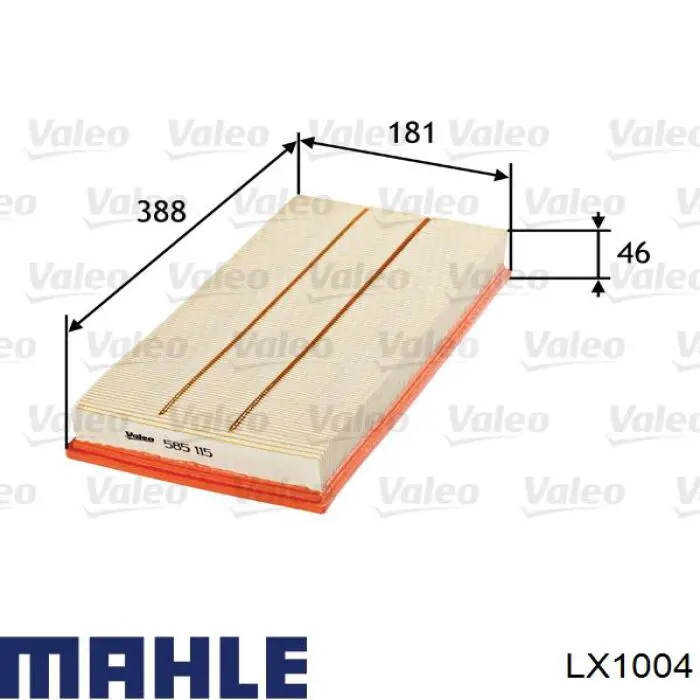 Фильтр воздушный Mahle Original LX1004