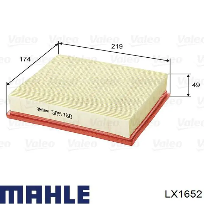 Купить LX1652 Mahle Original Автомобильный фильтр воздуха