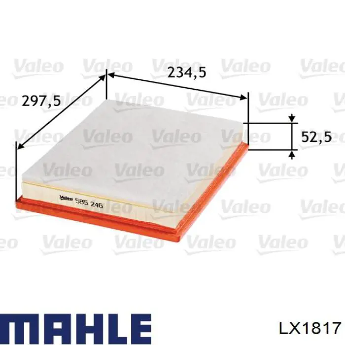 Элемент воздушного фильтра Mahle Original LX1817 цена, от 13.18 USD