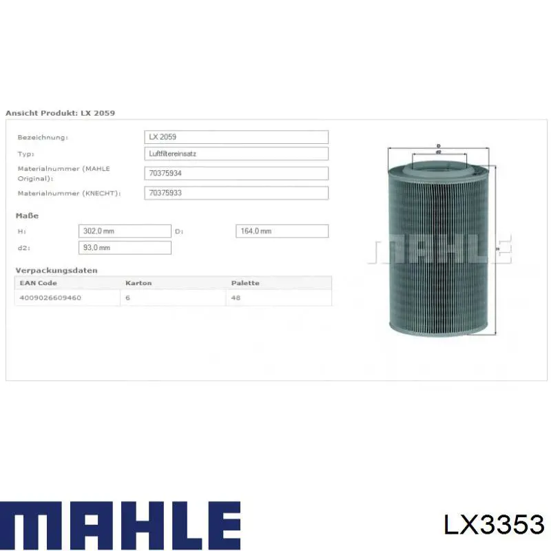 LX3353 Mahle Original