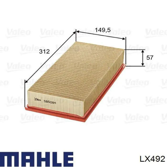 Элемент воздушного фильтра Mahle Original LX492 цена, от 3.30 USD