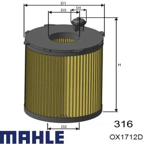 Масляный фильтр OX1712D Mahle Original
