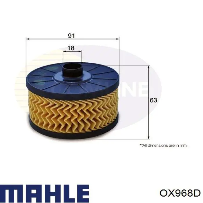OX968D Mahle Original filtro de óleo