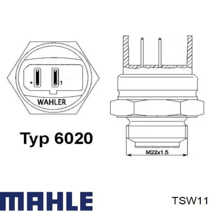 TSW11 Mahle Original датчик температуры охлаждающей жидкости (включения вентилятора радиатора)