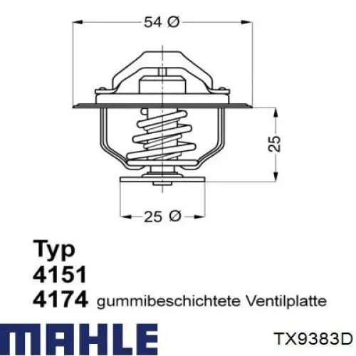 Термостат в сборе Mahle Original TX9383D