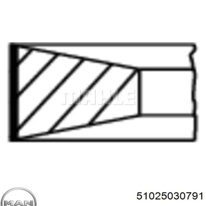 Комплект поршневых колец на 1 цилиндр, стандарт 51025030791 MAN
