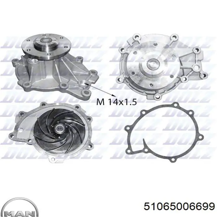 Помпа охлаждения MAN 51065006699 цена, от 120.09 USD