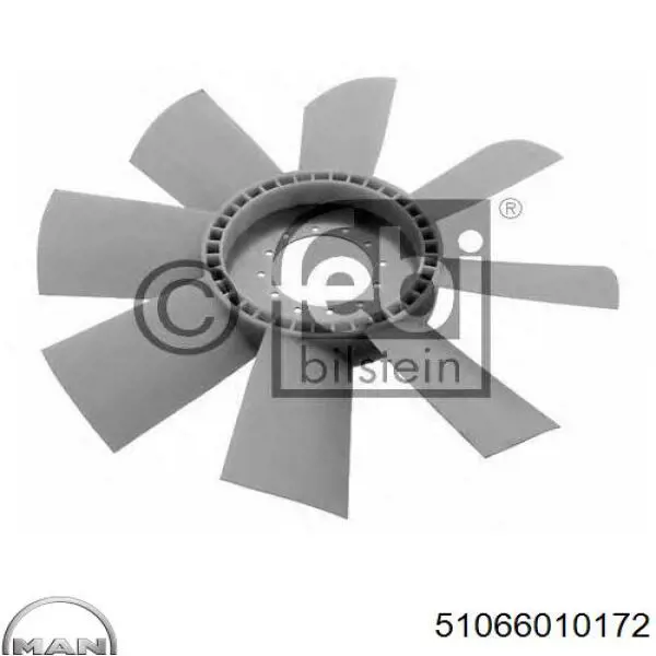 Крыльчатка радиатора охлаждения 51066010172 MAN
