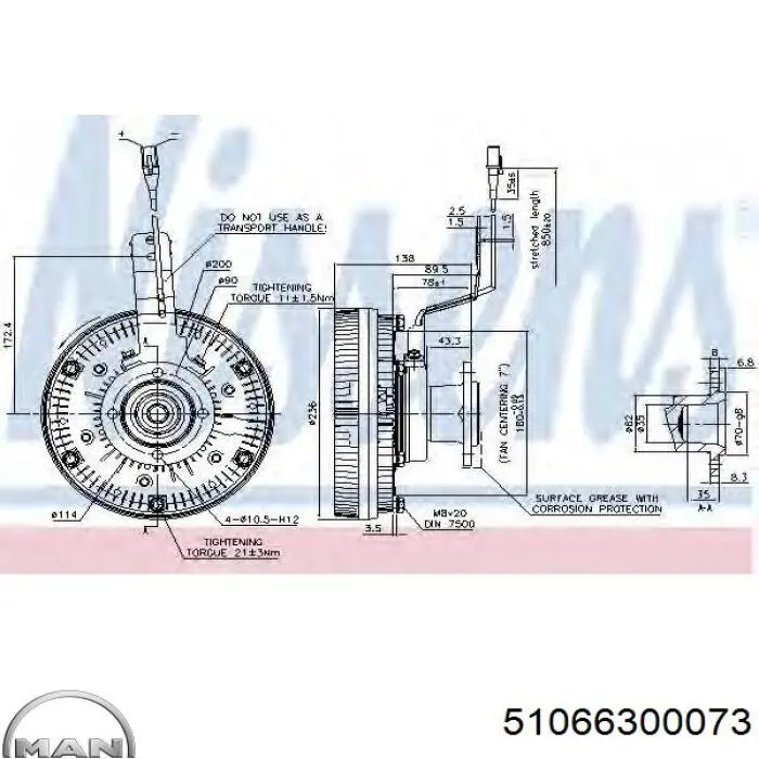 Вискомуфта вентилятора 51066300073 MAN