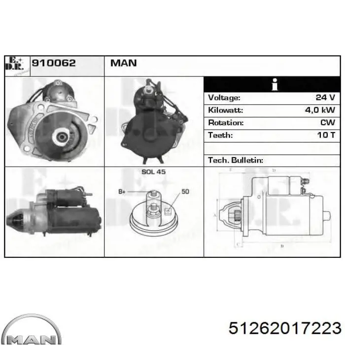 51262017223 MAN Стартер автомобиля