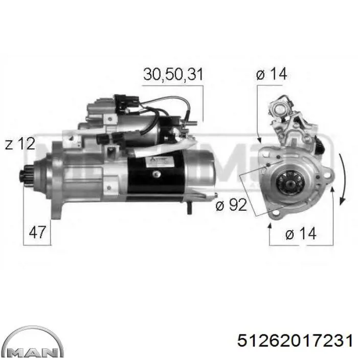 Стартер 51262017231 MAN
