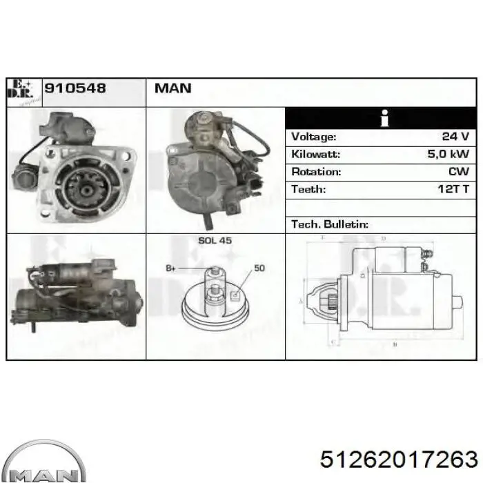 51262017263 MAN Стартер автомобиля