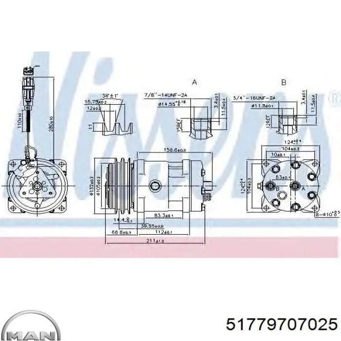 Компрессор системы кондиционирования MAN 51779707025 цена, от 213.32 USD