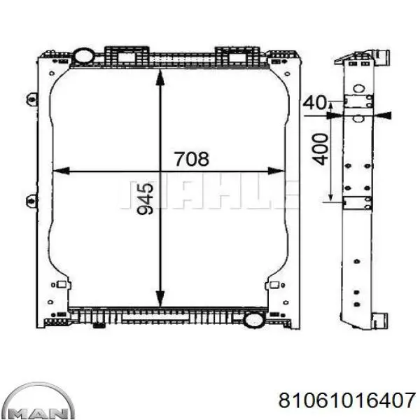 Радиатор 81061016407 MAN