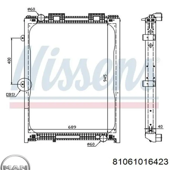 Радиатор 81061016423 MAN